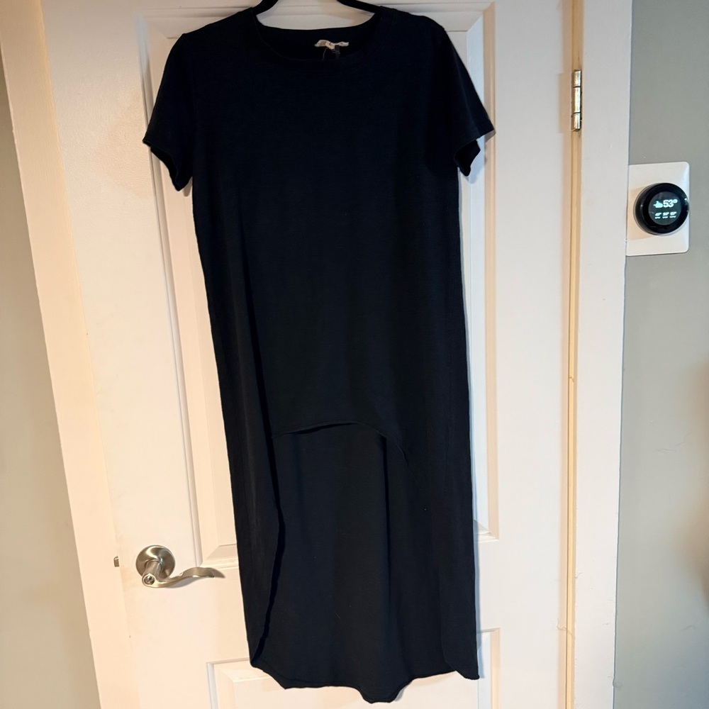 Grunge Women's Black Tunic Top with Asymmetrical Hem